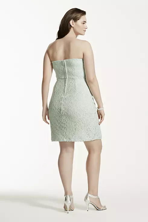 Strapless Sequin Waist Short Lace Dress Image 2