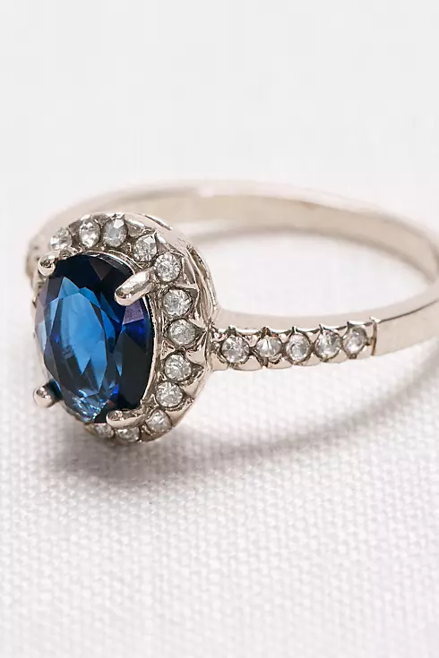 Oval Sapphire Halo Ring  Image 2