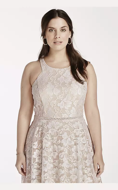 Short Lace Dress with Bead Embellished Waist Image 4