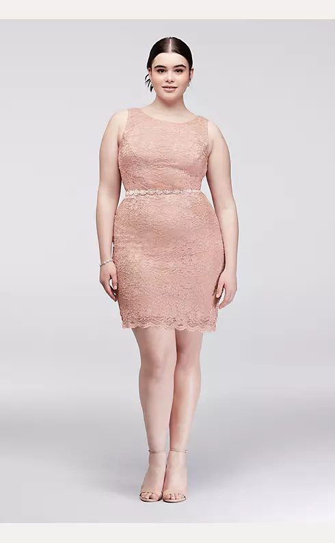 Sleeveless Lace Cocktail Dress with Beaded Waist Image 1