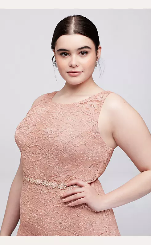 Sleeveless Lace Cocktail Dress with Beaded Waist Image 3