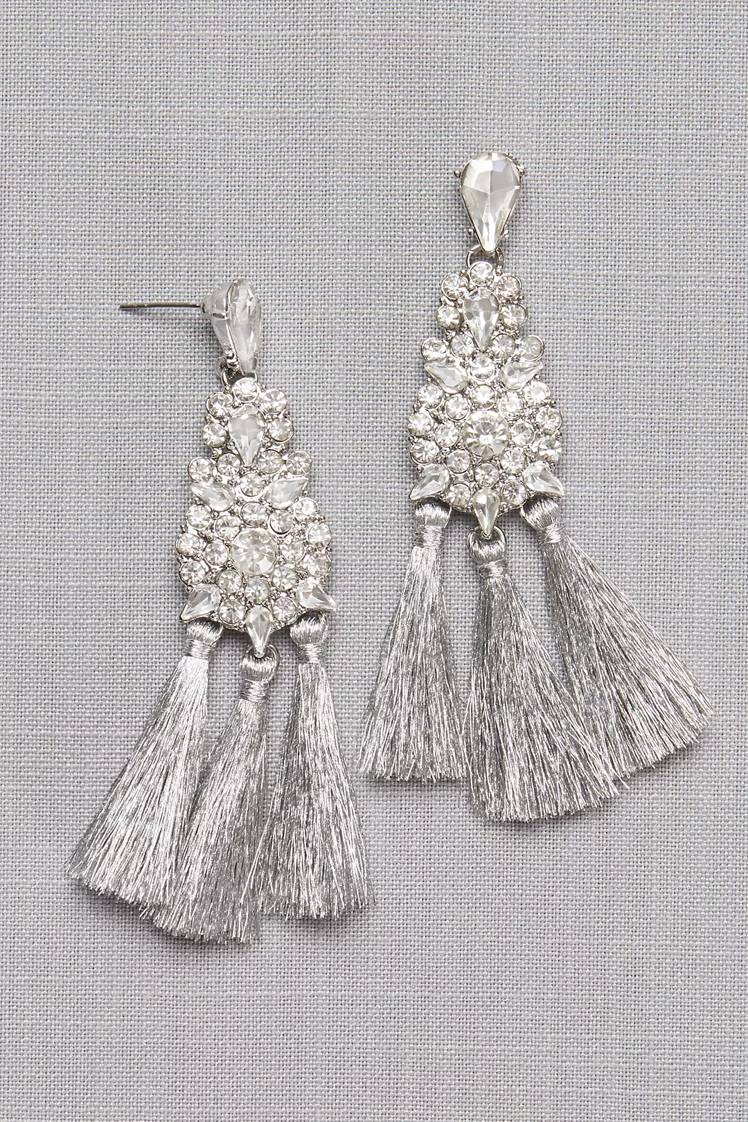 Thread Fringe Crystal Cluster Earrings Image