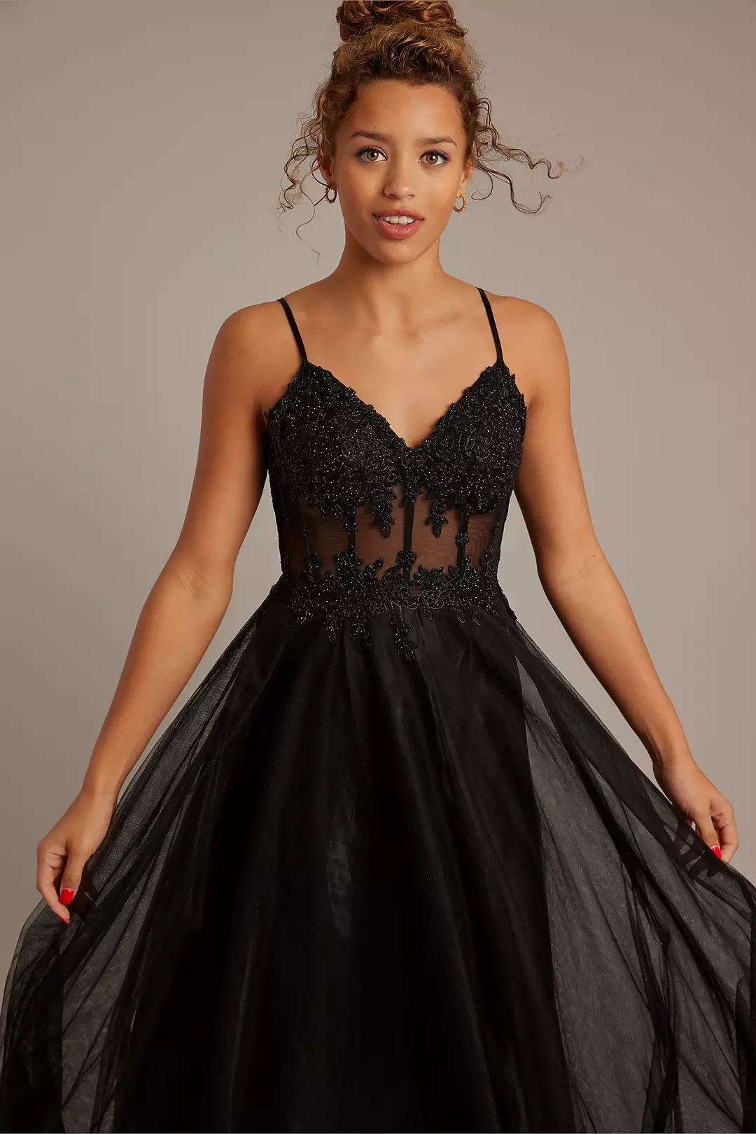 cuz life's too short to love you only in one. This maxi dress has a  romantic tulle construction, an unboned satin bodice, a detachable lace underbust  corset wit…