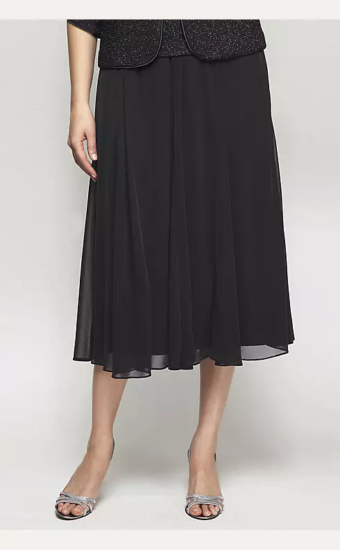 Pleated Mesh Tea-Length Skirt Image 1