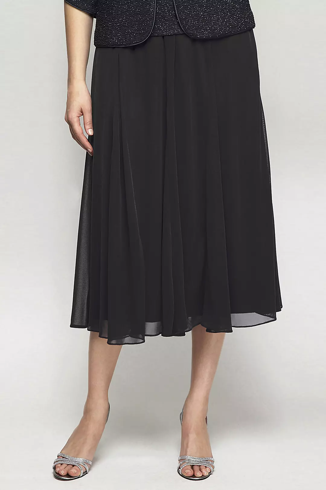 Pleated Mesh Tea-Length Skirt Image