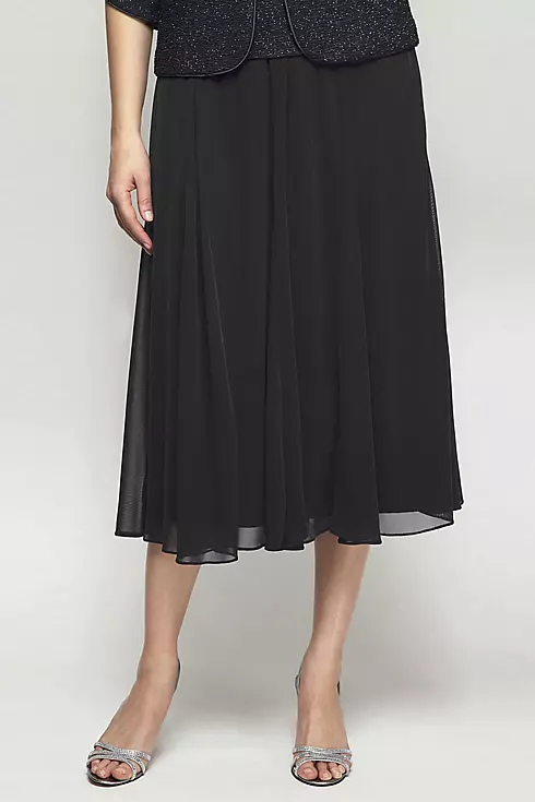 Pleated Mesh Tea-Length Skirt Image 1