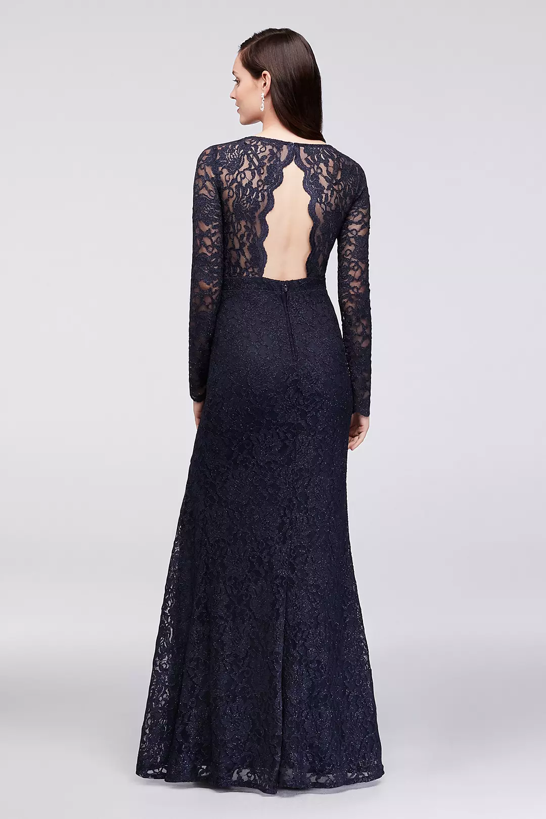 Glitter Lace Surplice Mermaid Gown with Keyhole  Image 2