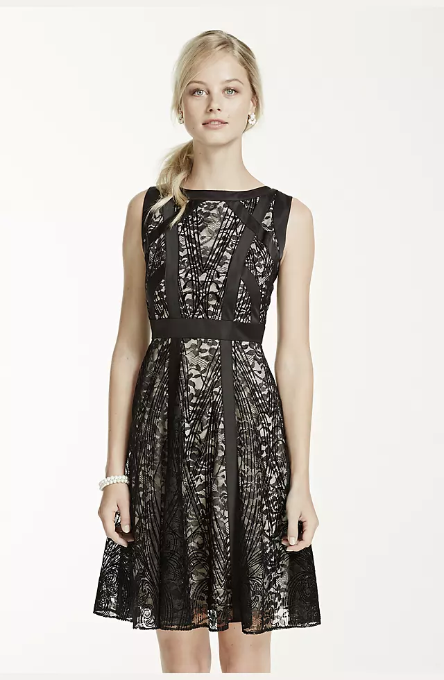 Sleeveless Contoured Lace Fit and Flare Dress Image 4