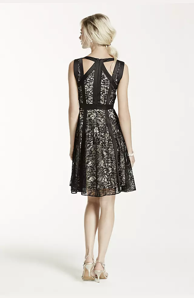 Sleeveless Contoured Lace Fit and Flare Dress Image 2