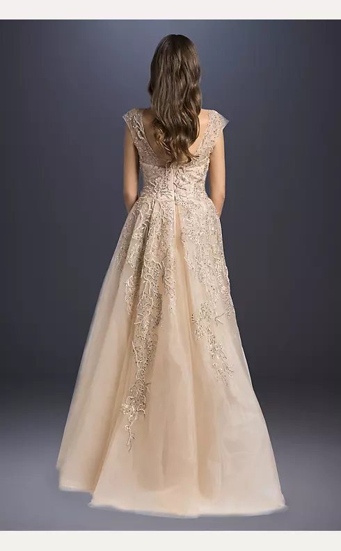 Beaded Tulle Cap Sleeve A-Line Wedding Dress  Image 2