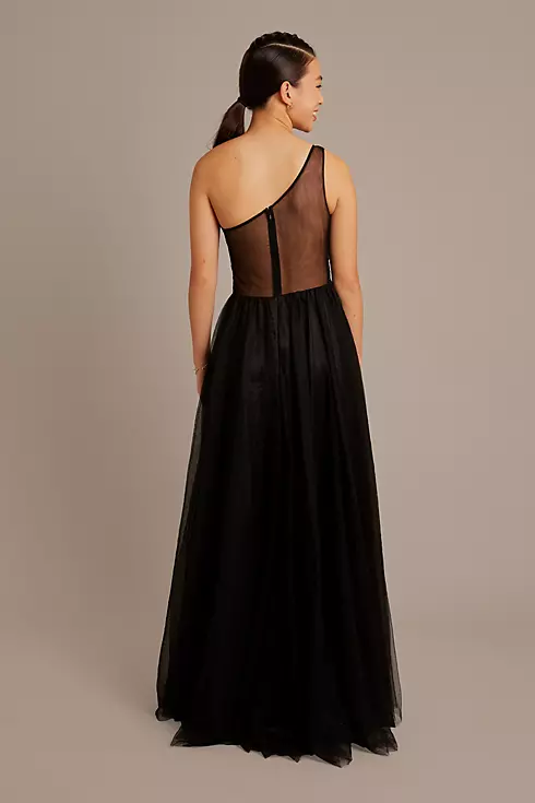 Beaded Lace and Tulle One-Shoulder A-Line Dress Image 2