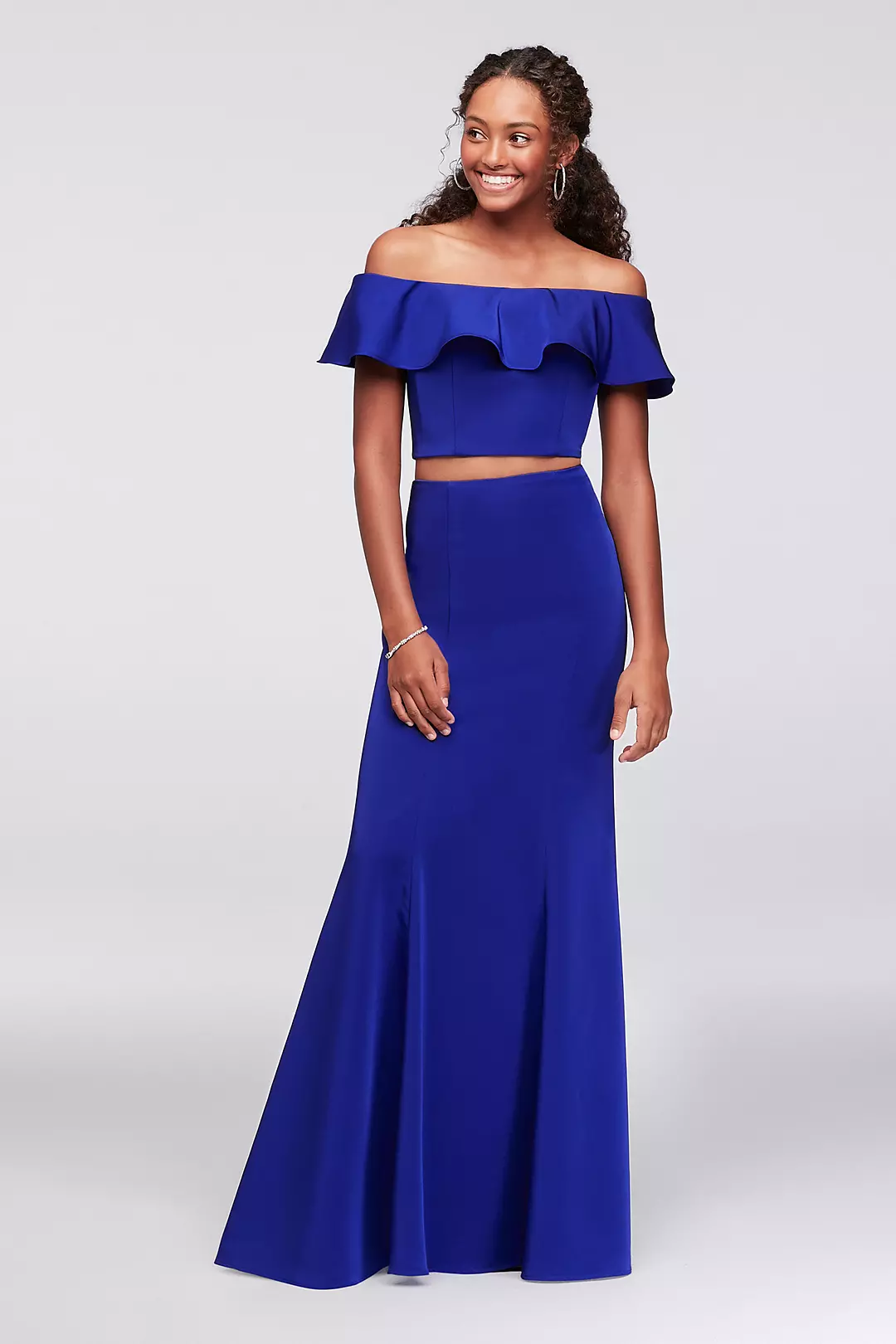 Ruffled Off-the-Shoulder Two-Piece Mermaid Dress Image