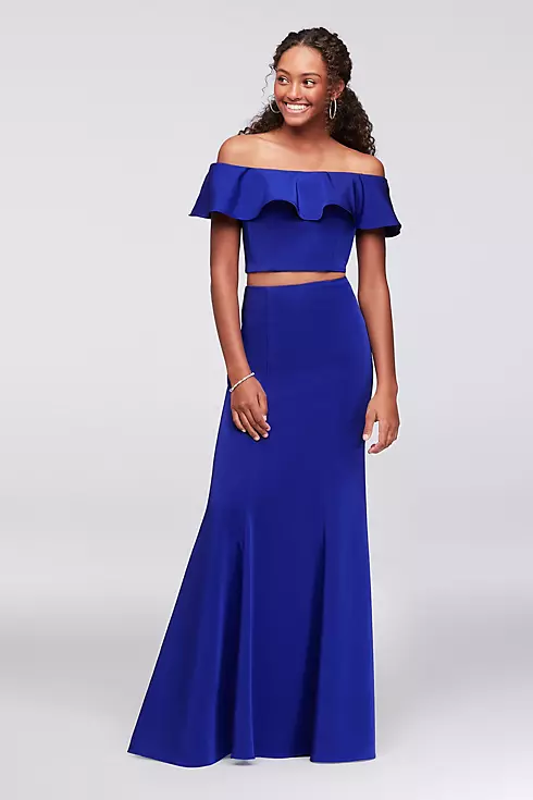 Ruffled Off-the-Shoulder Two-Piece Mermaid Dress Image 1