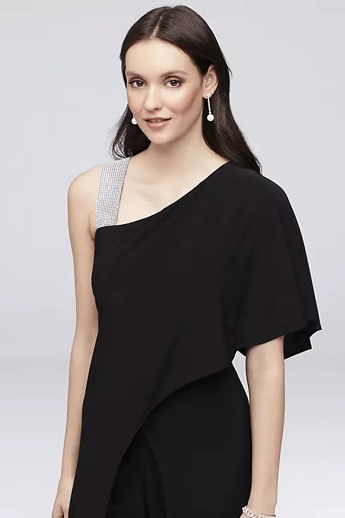 One-Shoulder Jersey Jumpsuit with Overskirt Image 3