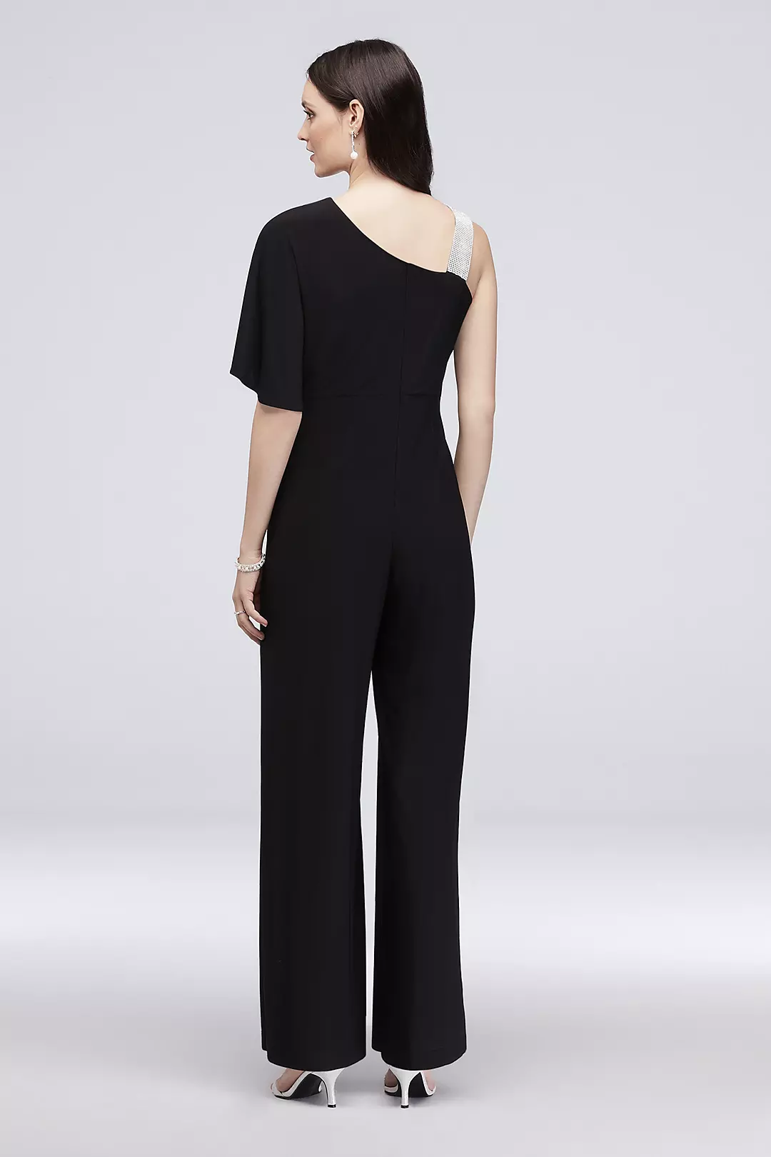 One-Shoulder Jersey Jumpsuit with Overskirt Image 2
