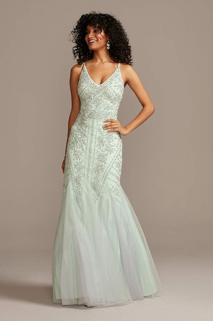 OYISHA Womens Long Sleeve Mermaid Wedding Evening Gown Appliqued Party Dress EV5