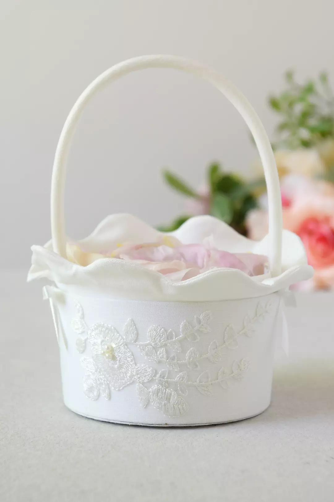 Embroidered Flower Basket with Faux Pearls Image