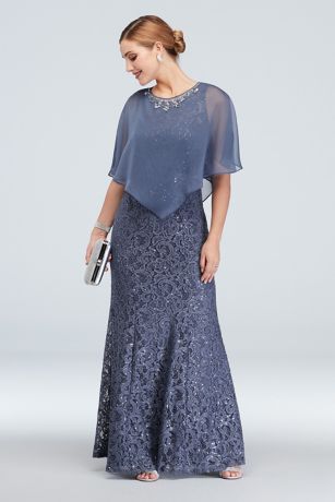 ignite evenings georgette tiered capelet dress