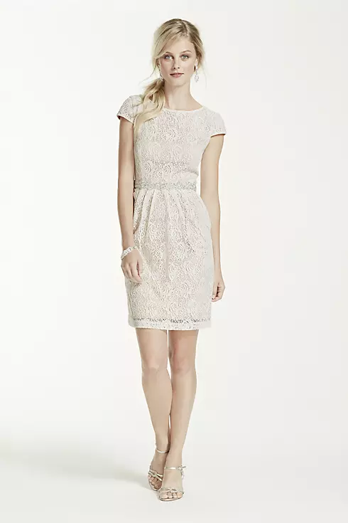 Short Lace Cap Sleeve Dress with Side Pockets Image 1