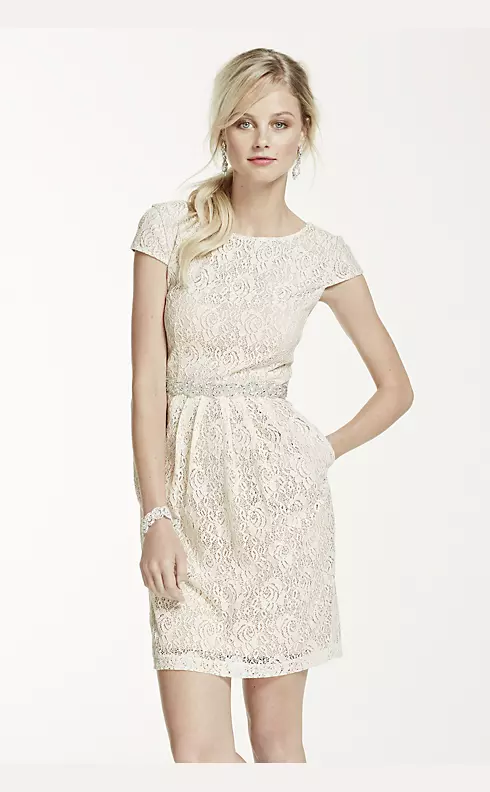Short Lace Cap Sleeve Dress with Side Pockets Image 4
