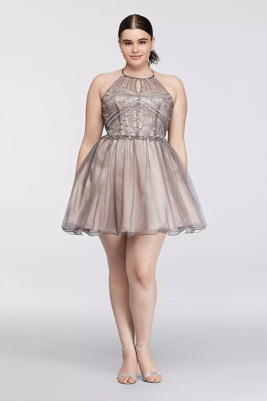 Short Dress with Beaded Halter Neckline Image