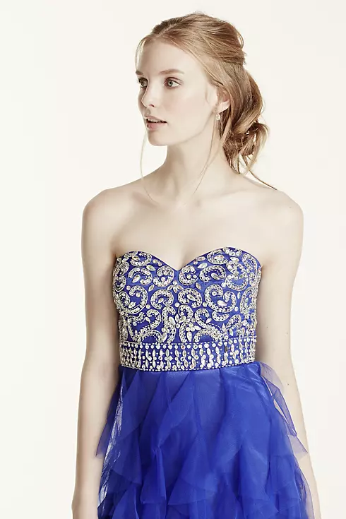 Cascading Ruffle Tulle Prom Dress with Crystals Image 4