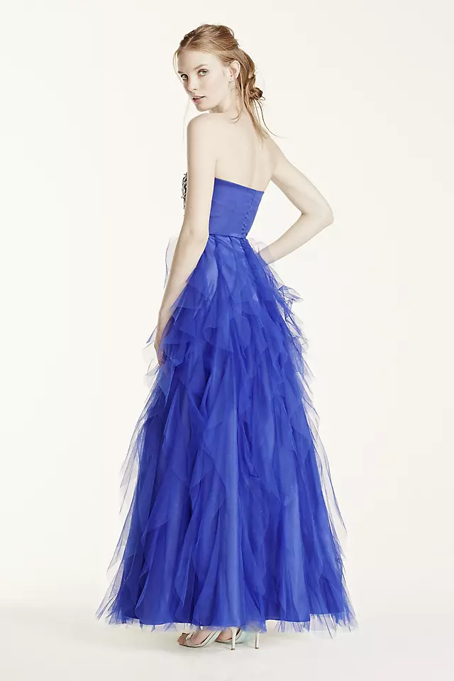 Cascading Ruffle Tulle Prom Dress with Crystals Image 2