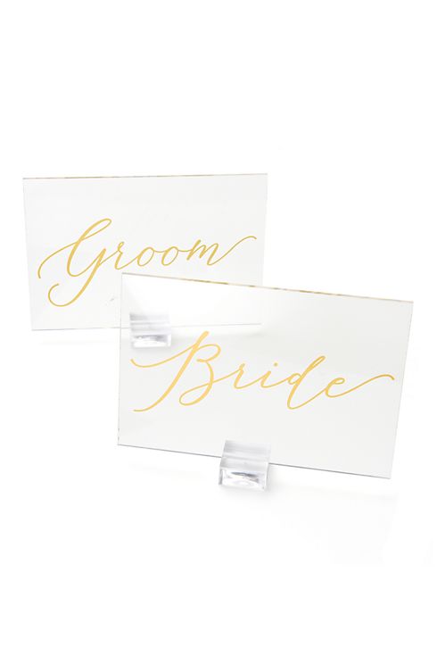 Clear and Gold Foil Bride and Groom Signs Image 1