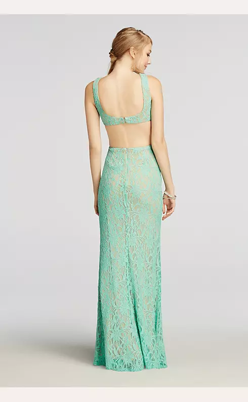 Halter Lace Prom Dress with Beaded Cut Outs Image 2