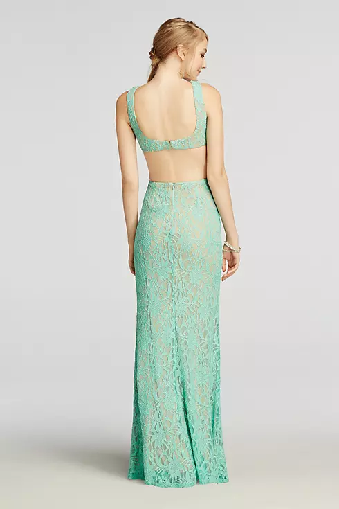 Halter Lace Prom Dress with Beaded Cut Outs Image 2