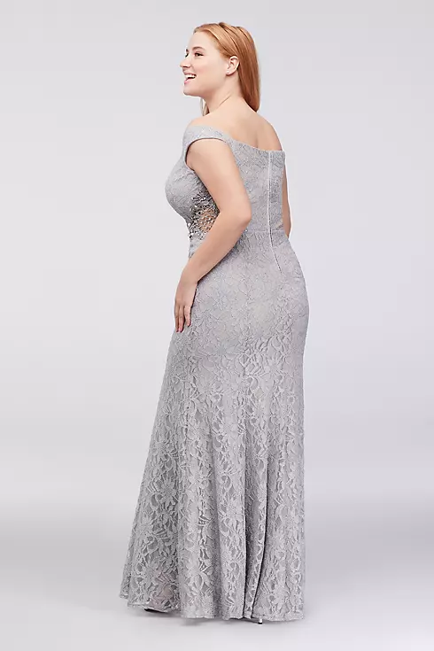 Lace Off-The-Shoulder Gown with Beaded Sides Image 2