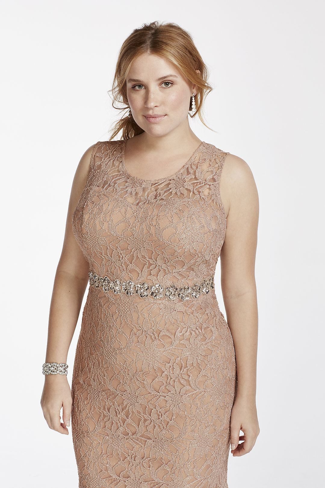 Illusion Lace Tank Short Dress with Sequin Waist Image 3
