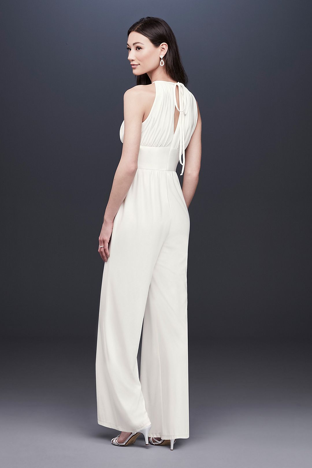 Beaded Jersey Halter Wedding Jumpsuit with Keyhole Image 2