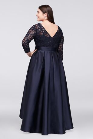 plus size high low ball gown