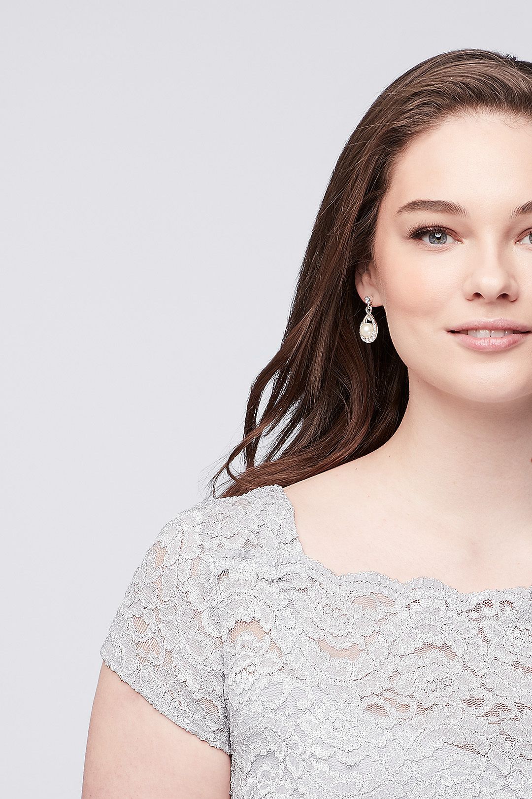 Off-The-Shoulder Lace and Mikado Plus Size Dress Image 4