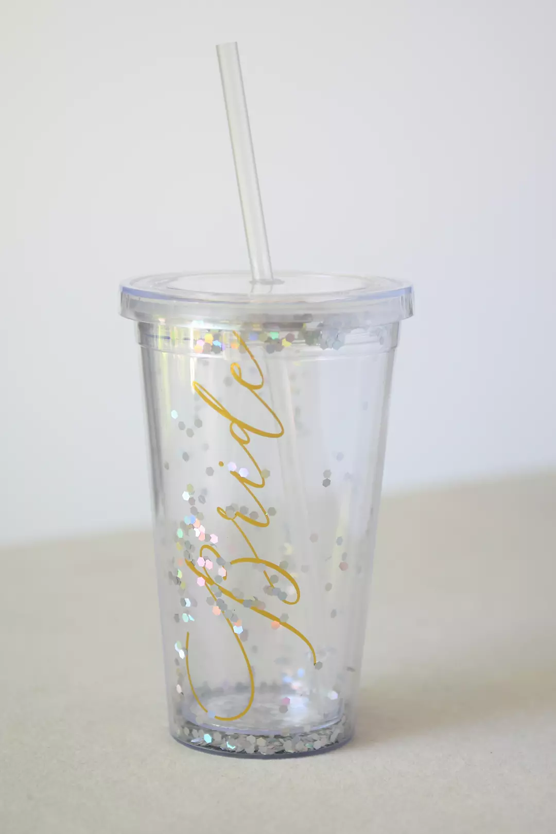 Glittery Bride Tumbler with Straw Image