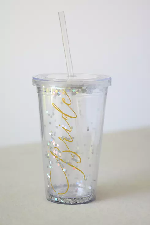 Glittery Bride Tumbler with Straw Image 1