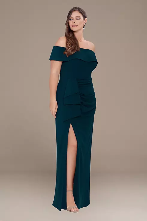 Plus Size Crepe Off the Shoulder Dress with Ruffle Image 3