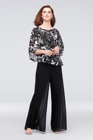 chiffon pants slits leg wide side