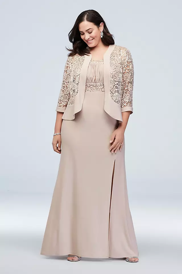 Two-Piece Set with Jacket and Ruched Bodice Dress Image