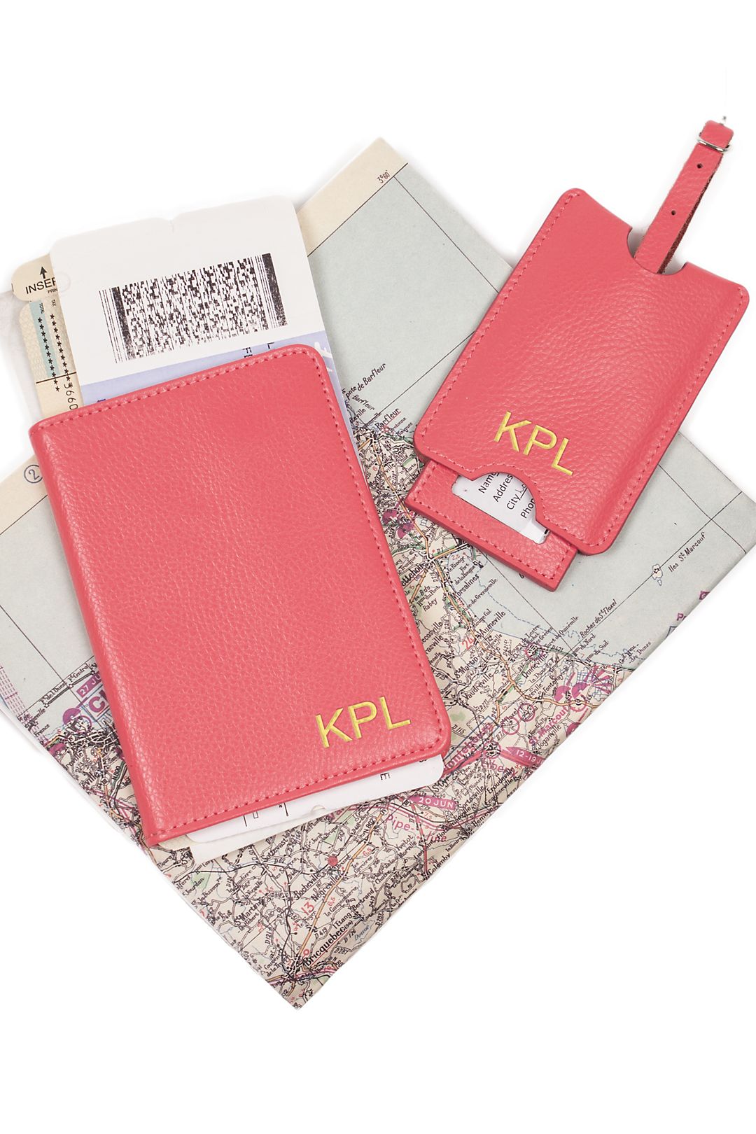 Mia Personalised Leather Passport Cover & Luggage Tag Set