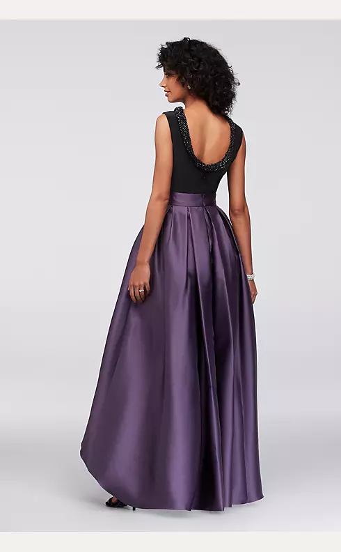 Draped-Back Jersey and Mikado Gown with Beading Image 2