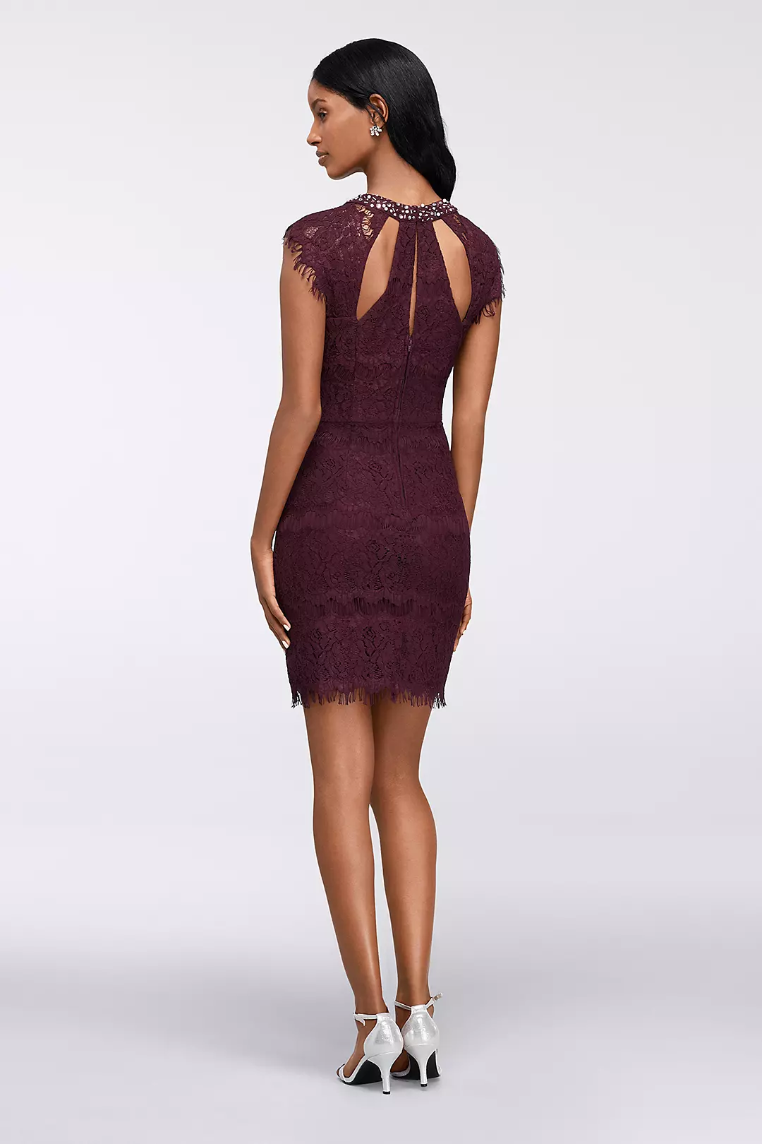 Short Lace Homecoming Dress with Back Cutouts Image 2