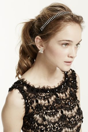 4 Row Crystal Stretch Headband | David's Bridal