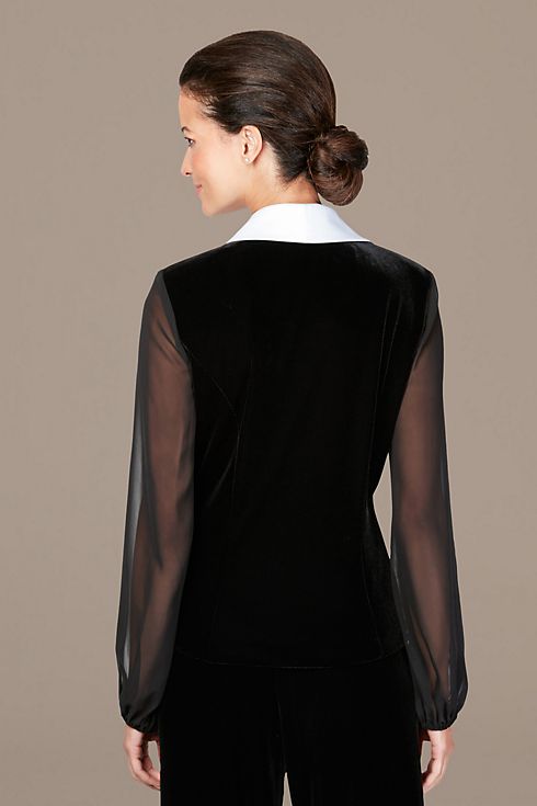 Stretch Velvet Blouse with Chiffon Sleeves Image 3