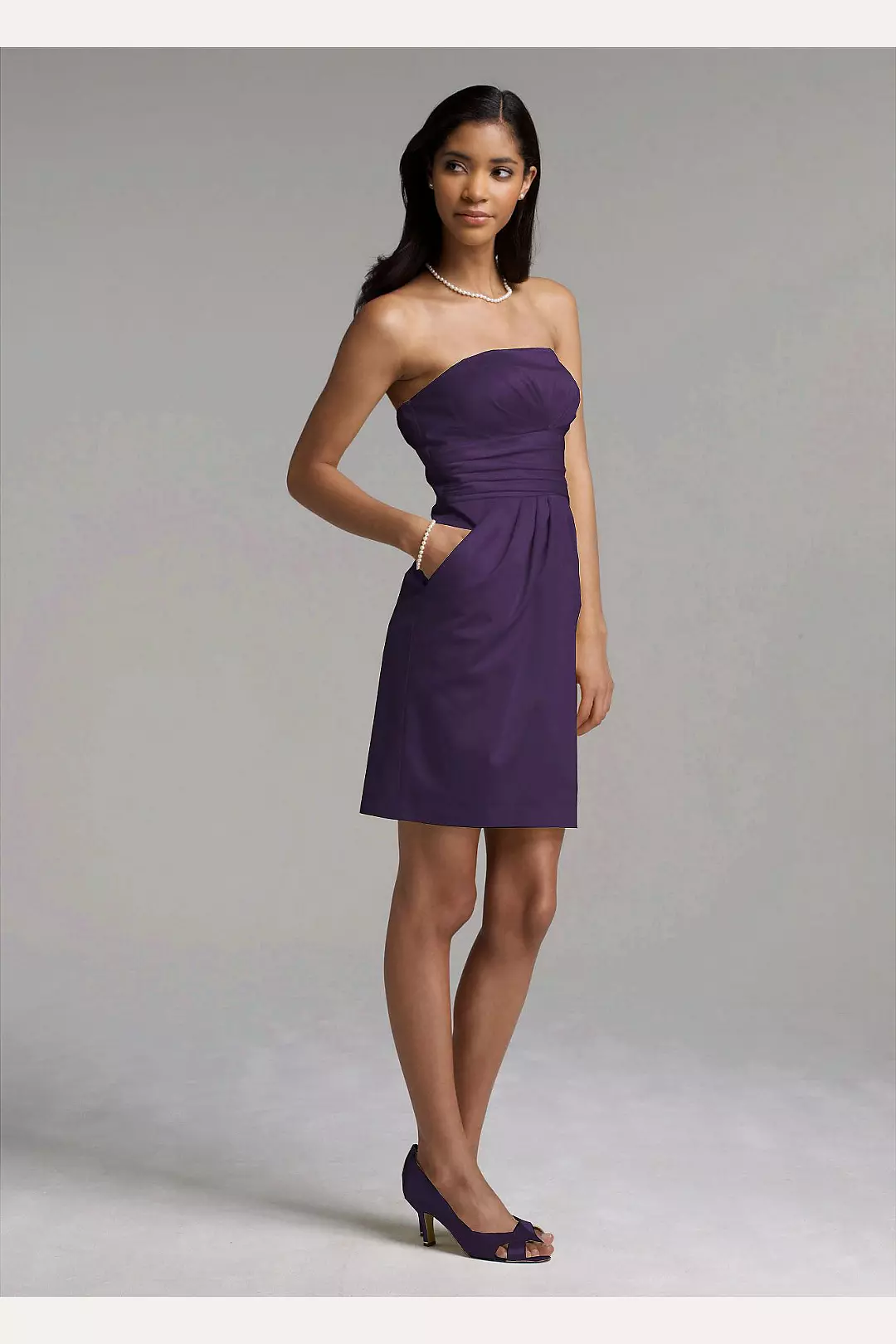 Short Strapless Cotton Sateen Dress Image 3
