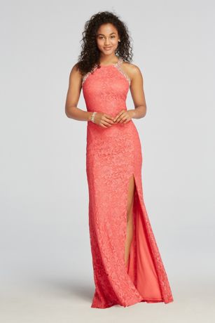 Beaded Coral Prom Dresses