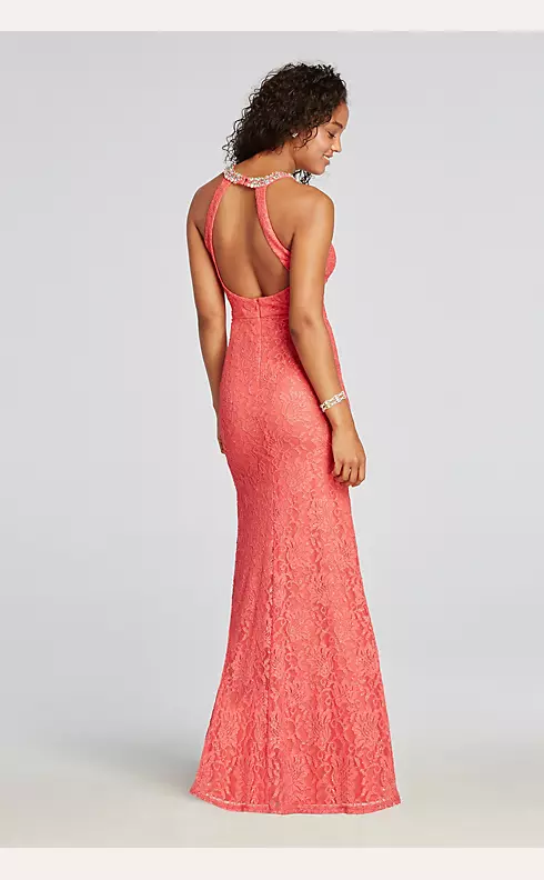 Halter Lace Prom Dress with Beaded Neckline Image 2