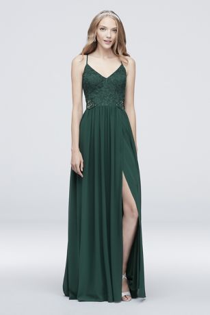 david's bridal green prom dress