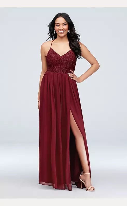 Glitter Lace Bodice Stretch Gown with Back Cutouts Image 1